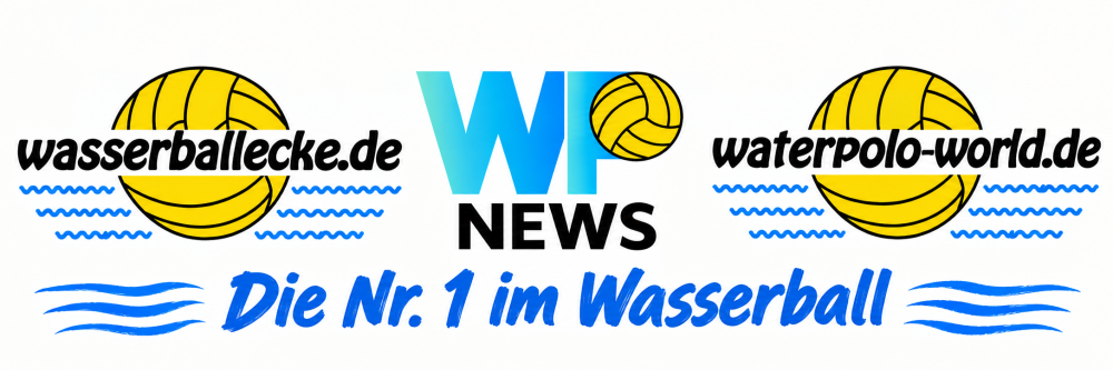 Wasserball-Newsbanner mit blauen Wellen